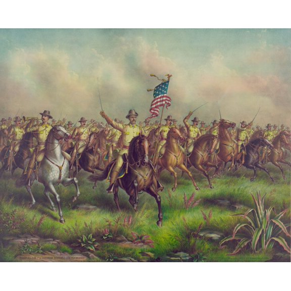 Colonel Theodore Roosevelt Leads The 1St Volunteer Cavalry In The Charge Up San Juan Hill During The Spanish American War. Roosevelt Organized The 1St Volunteer Cavalry History (24 x 18)
