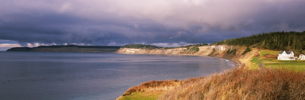 Colonels residence and beach at Fort Casey State Park Whidbey Island Washington State USA Canvas Art - Panoramic Images (36 x 12)