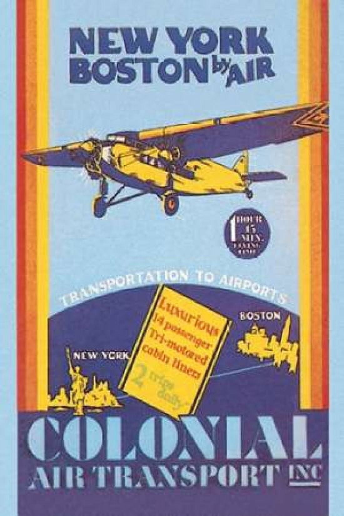 Colonial Air Transport - New York to Boston by Air Canvas Art - Unknown (12 x 18)