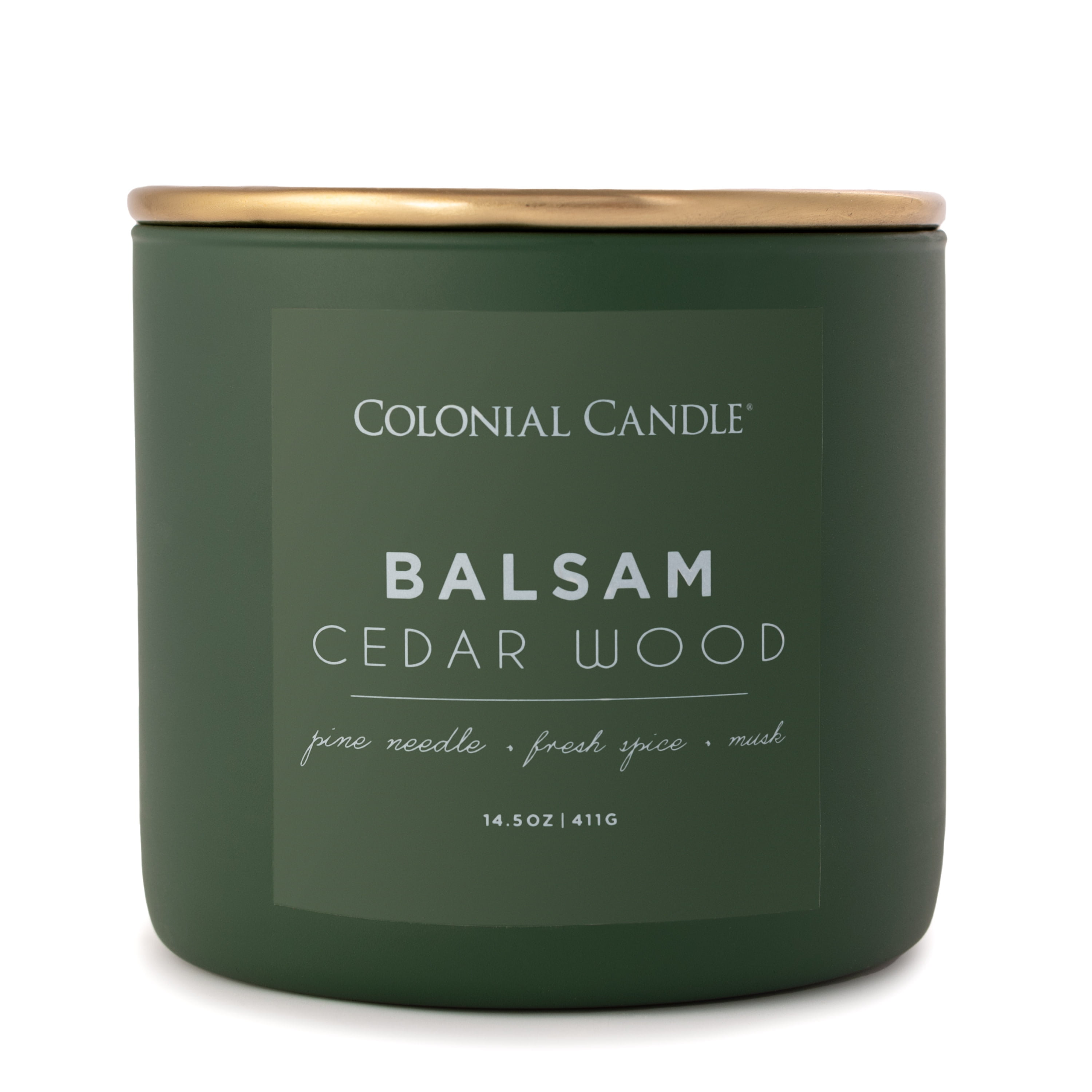 Colonial Candle Balsam Cedarwood 14.5 oz 3 Wick Candle, Evergreen