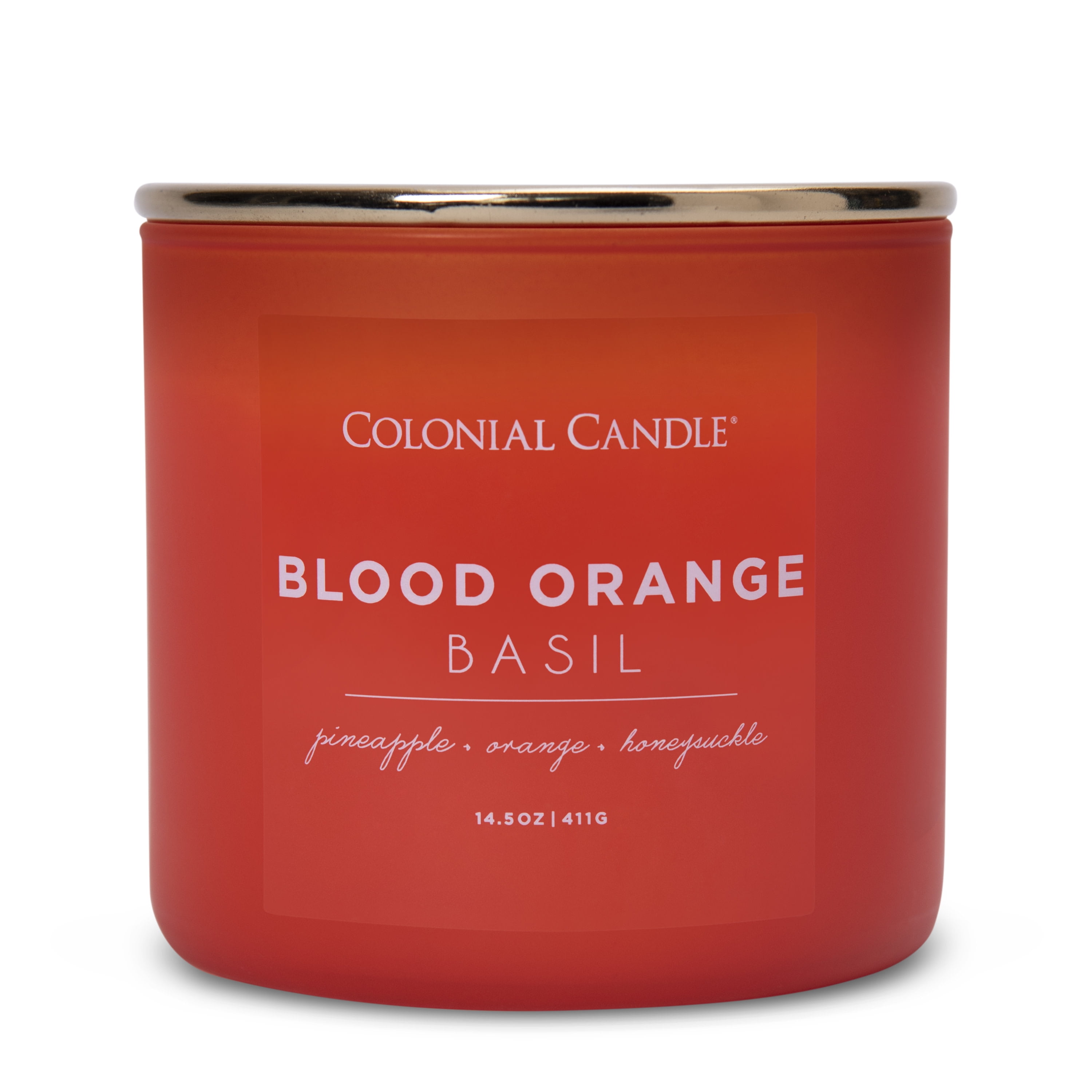 Colonial Candle Blood Orange Basil 3 Wick Candle, 14.5 oz, Orange