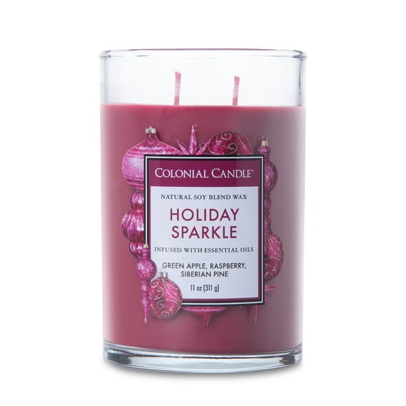 Colonial Candle Classic Holiday Sparkle Scented Jar Candle, 2 Wick, 11 oz, 80 Hours Burn, Sweet