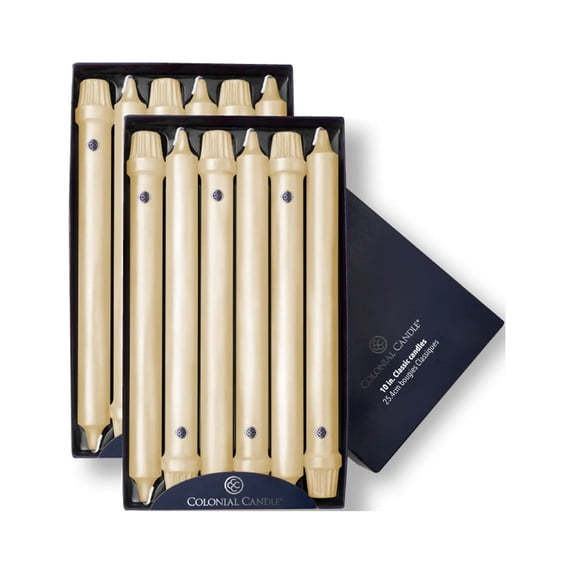 Colonial Candle Classics Unscented Taper Candle Limoncello, 10 inch, 8 Hours Burn, Pack of 12