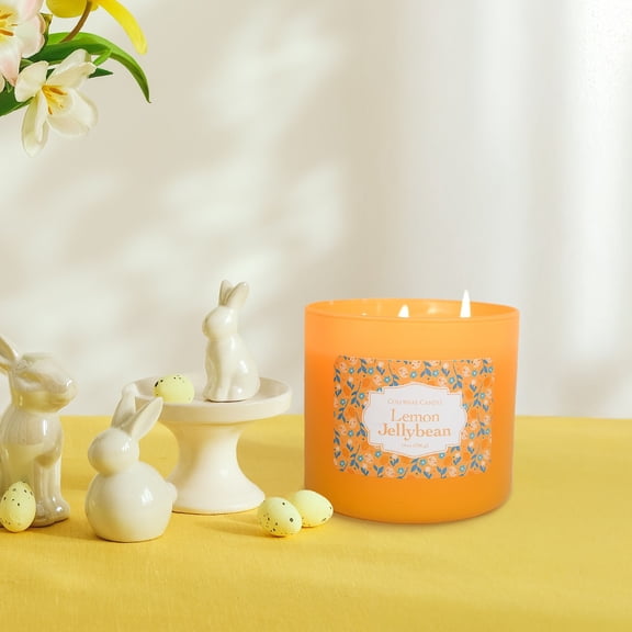 Colonial Candle Easter Lemon Jelly Bean Scented Jar Candle, 3 Wick, 14.5 oz, 60 Hours Burn, Sweet