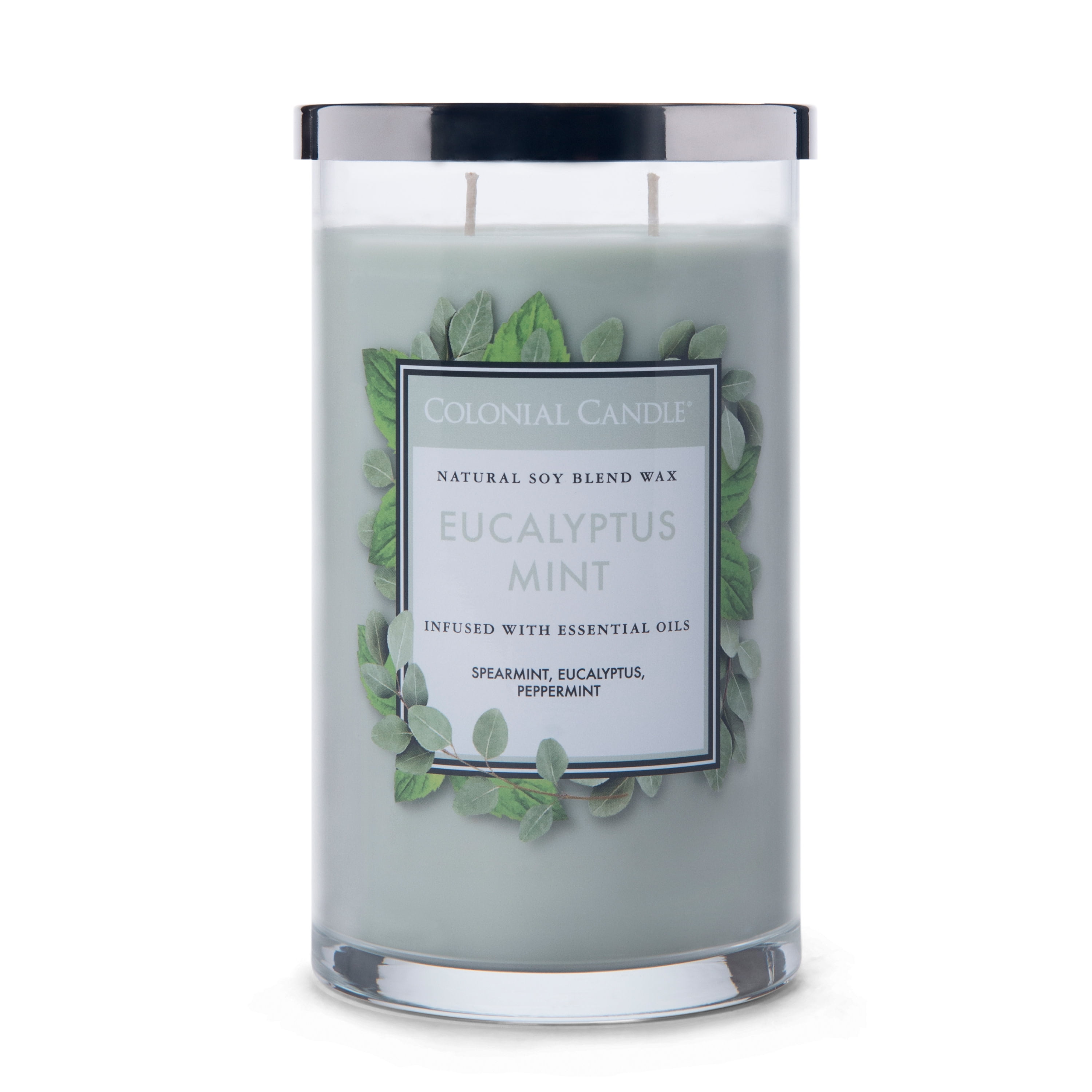 Colonial Candle Eucalyptus Mint 19 oz 2 Wick Candle, Green
