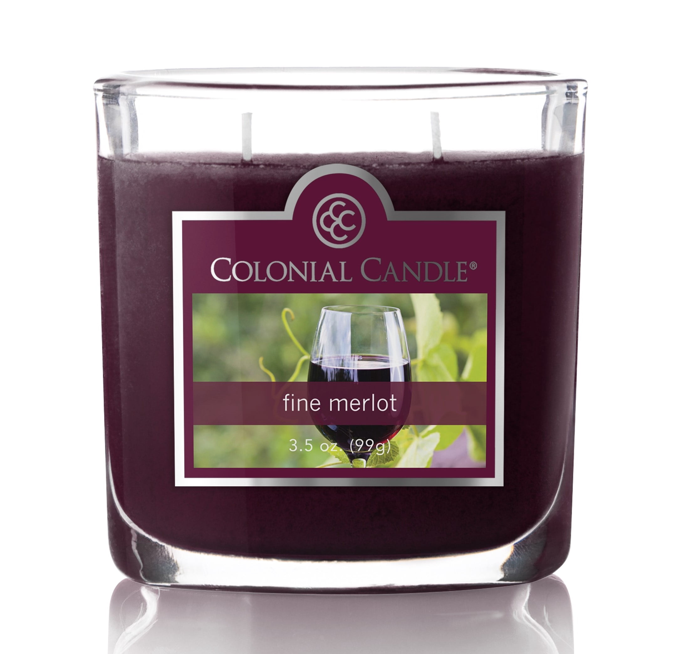 Colonial Candle Fine Merlot Scented Jar Candle - Classic Ovals - 2 Wick - 3.5 oz - 20h Burn