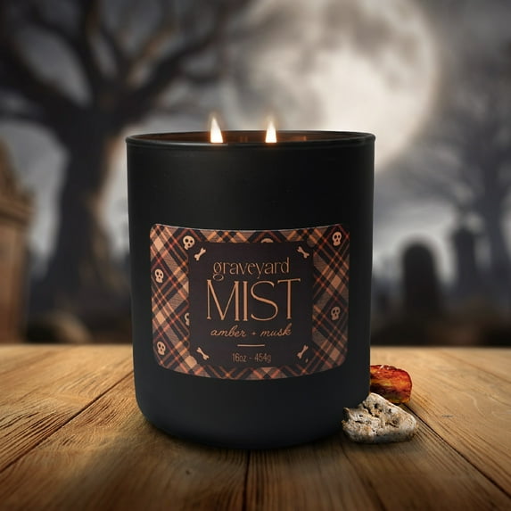 Colonial Candle Halloween Graveyard Mist Scented Jar Candle, 2 Wick, 16 oz, 60h Burn, Aromatic