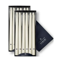 Colonial Candle Handipt Unscented Taper Candle Ivory, Dripless, 12 inch, 10 Hours Burn, Pack of 12