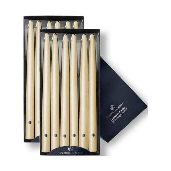 Colonial Candle Handipt Unscented Taper Candle Limoncello, 12 inch, 10 Hours Burn, Pack of 12
