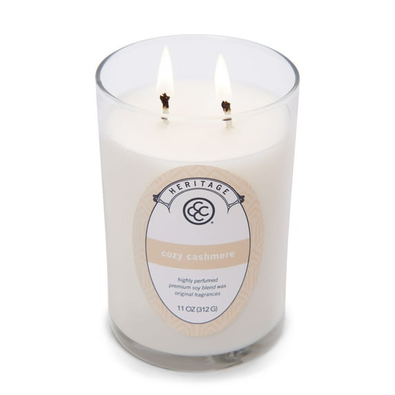 Colonial Candle Heritage Cozy Cashmere Scented Jar Candle, 2 Wick, 11 oz, 80 Hours Burn, Water