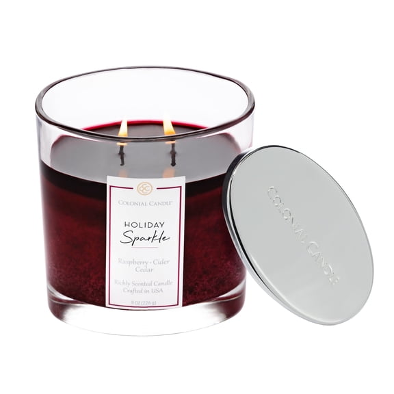 Colonial Candle Holiday Sparkle Signature Oval Jar Candle, 2 Wick, 8 oz, 35 Hours Burn, Citrus