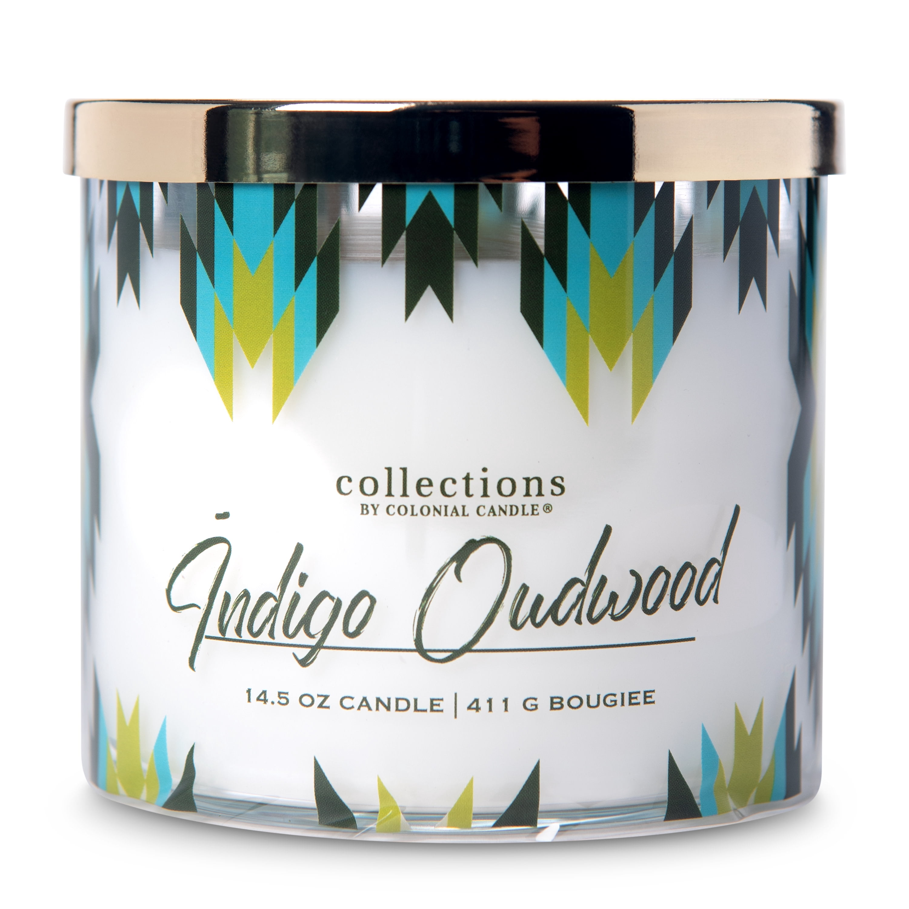 Colonial Candle Indigo Oudwood 14.5 oz 3 Wick Candle, Multicolor