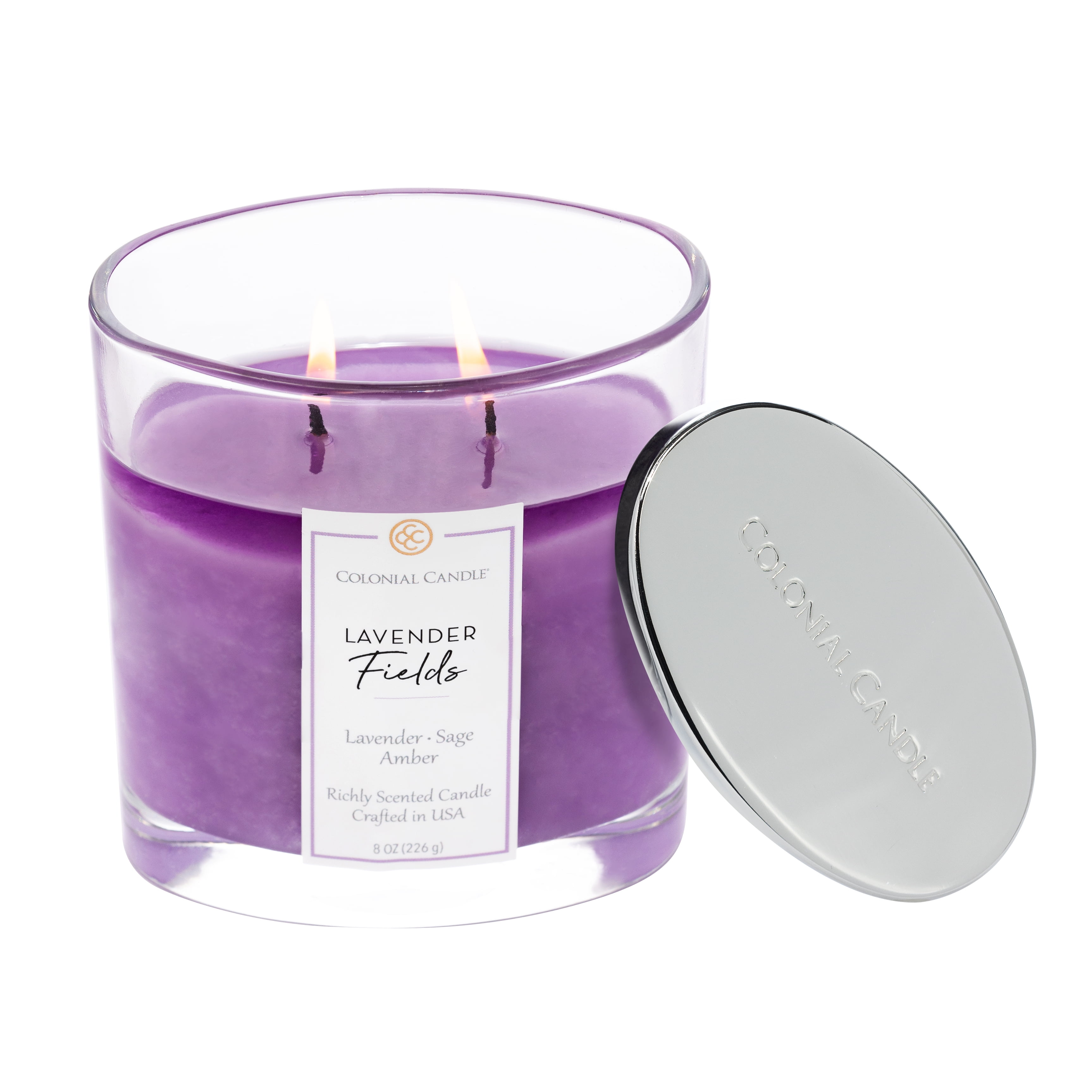 Lavender Fields Purple Scented Jar Candle with Amber and Sage, 8 oz