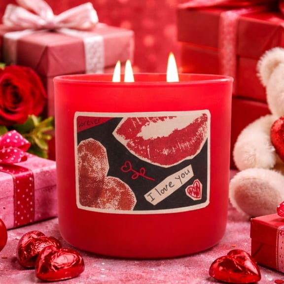 Colonial Candle Love You Forever Valentine's Day Scented Jar Candle, 3 Wick, 14 oz, 60 Hours Burn, Floral