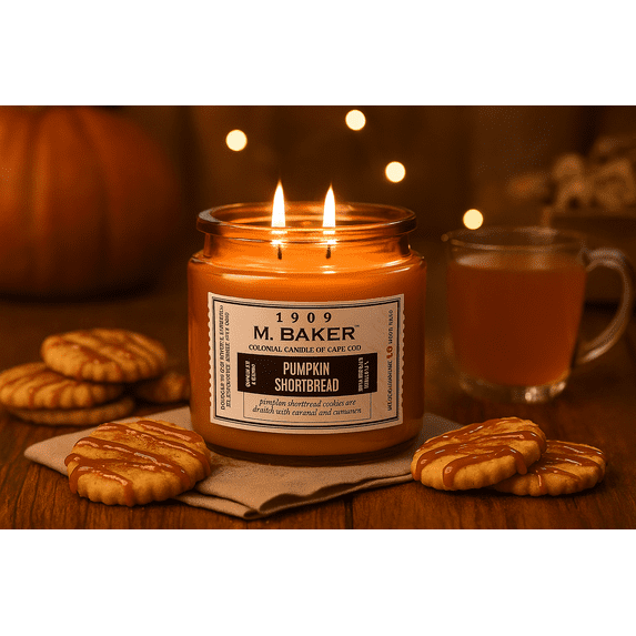 Colonial Candle M Baker Pumpkin Shortbread Scent Jar Candle, 2 Wick, 14 oz, 60 Hours Burn, Aromatic