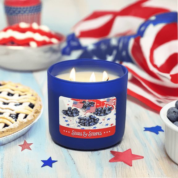 Colonial Candle 3-Wick Scented Jar Candle, Stars & Stripes, 14.5 oz, 60h Burn, Aromatic
