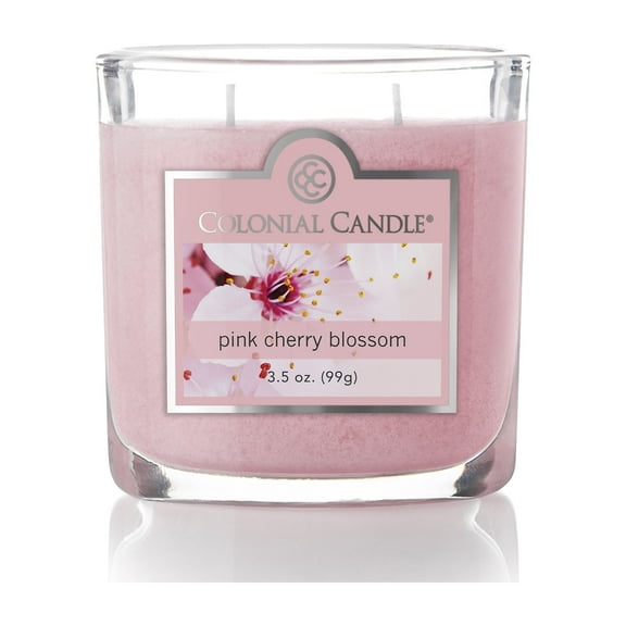 Colonial Candle Pink Cherry Blossom Scented Jar Candle - Classic Ovals - 2 Wick - 3.5 oz - 20h Burn