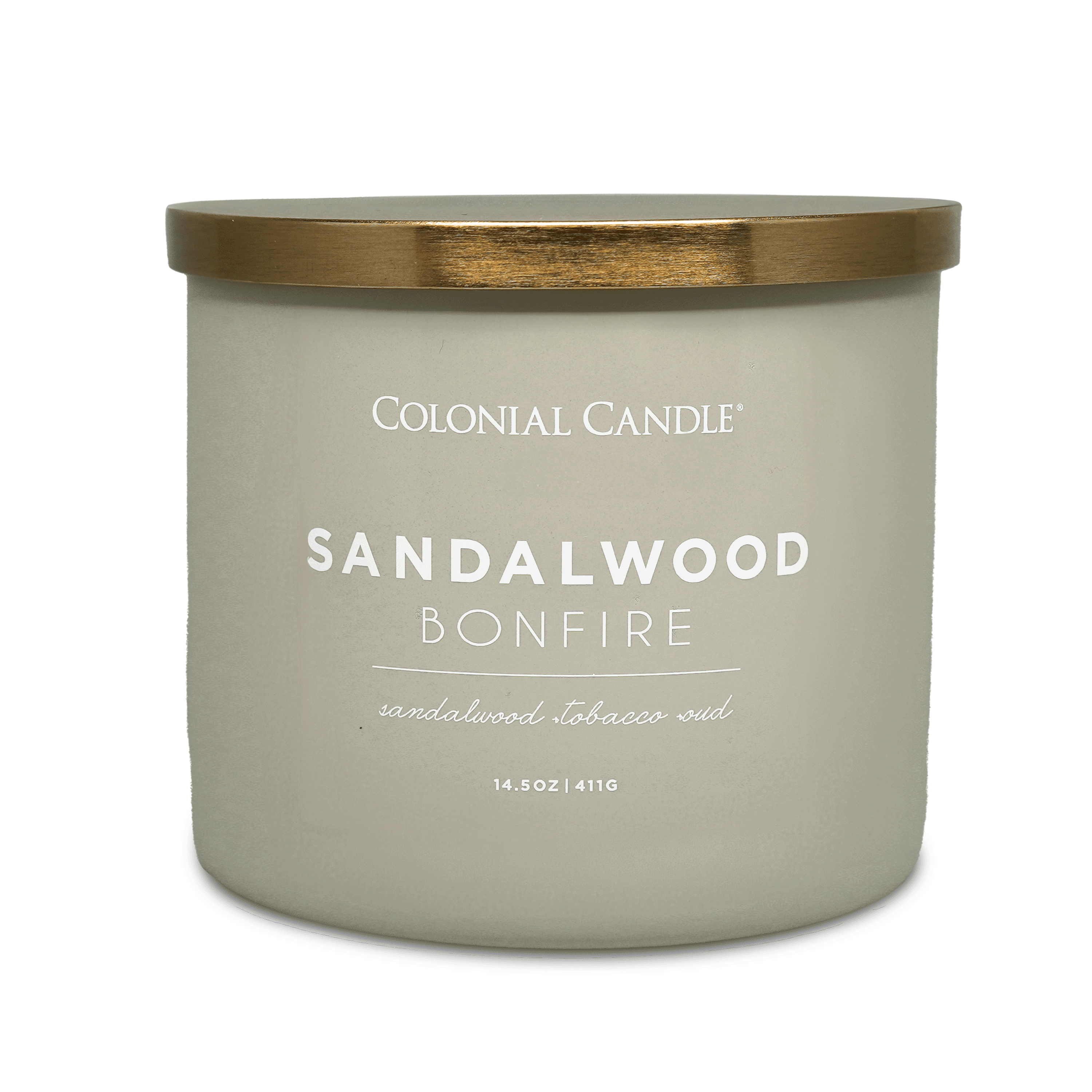 Colonial Candle Sandalwood Bonfire 14.5 oz 3 Wick Candle, Gray