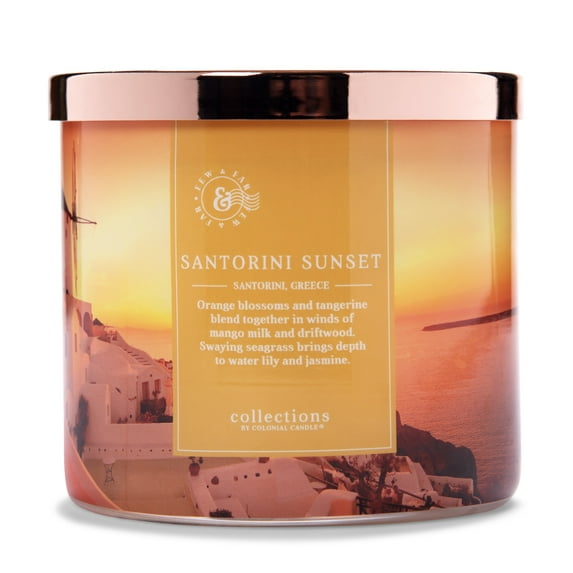 Colonial Candle Santorini Sunset 14.5Oz, 3 Wick Candle, Yellow