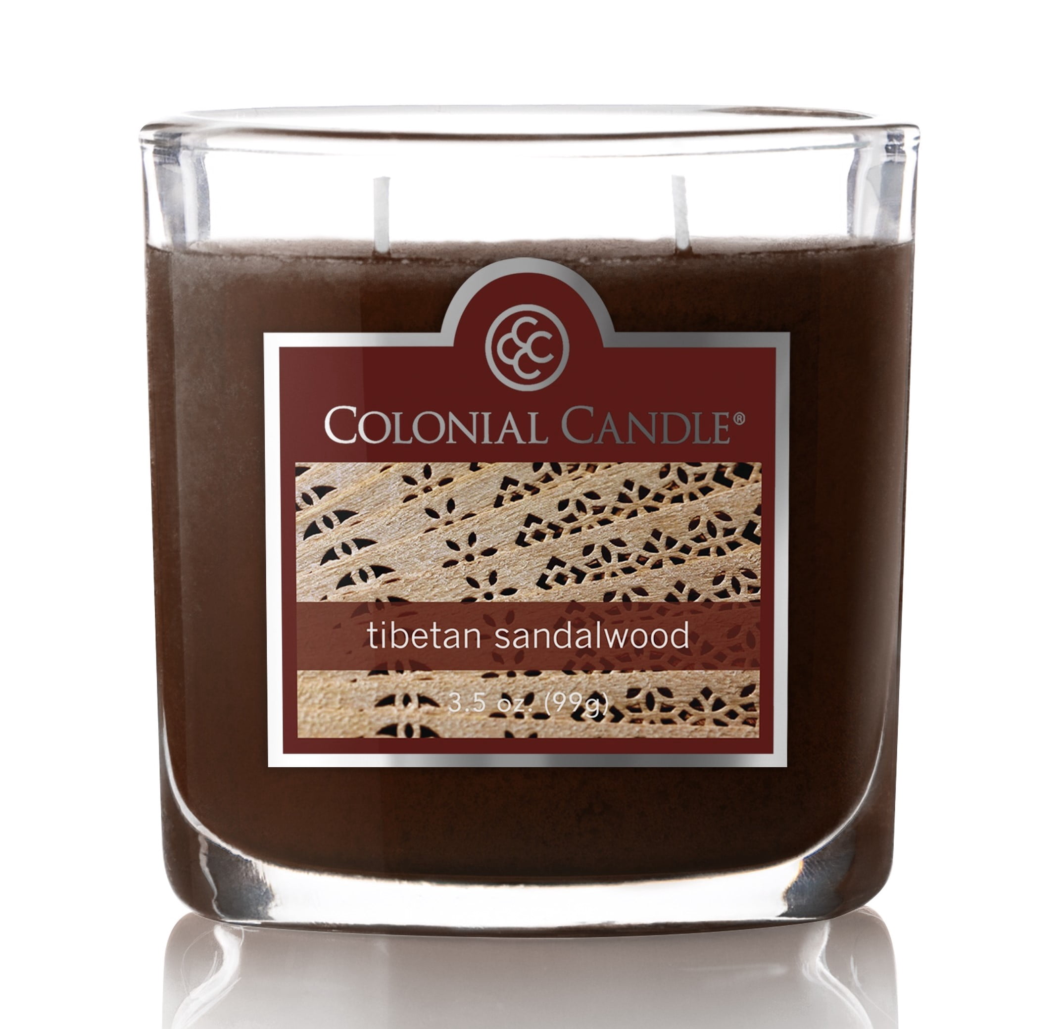 Colonial Candle Tibetan Sandalwood Scented Jar Candle - Classic Ovals - 2 Wick - 3.5 oz - 20h Burn