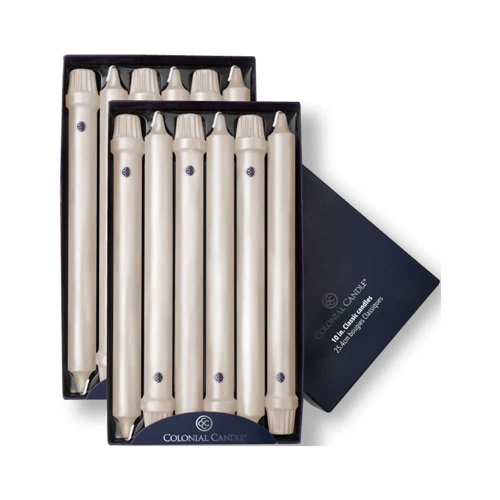 Colonial Candle Unscented 10 In Taper Candle, 12 Pieces, Wheat