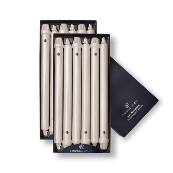 Colonial Candle Unscented 12 In Taper Candle, 12 Pieces, Wheat