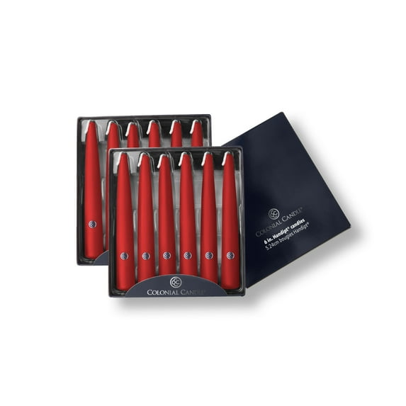 Colonial Candle Unscented 6 In Taper Candle, 12 Pieces, Red