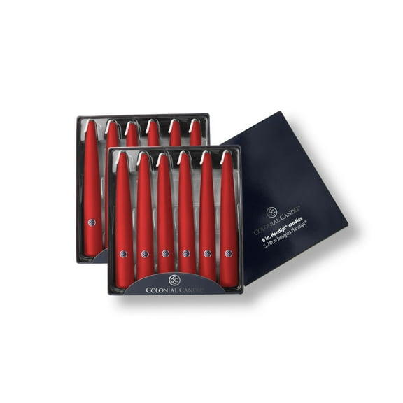 Colonial Candle Unscented 6 In Taper Candle, 12 Pieces, Red