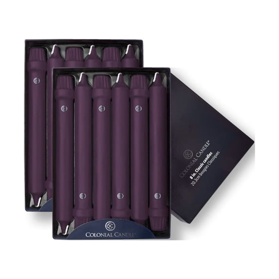 Colonial Candle Unscented 8 In Taper Candle, 12 Pieces, Orchid