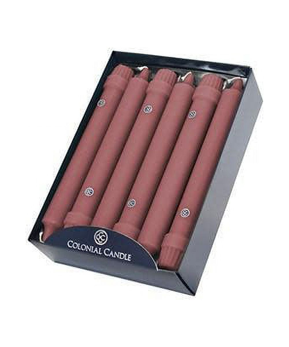 Colonial Candle Unscented 8 In Taper Candle, 12 Pieces, Rose Mauve
