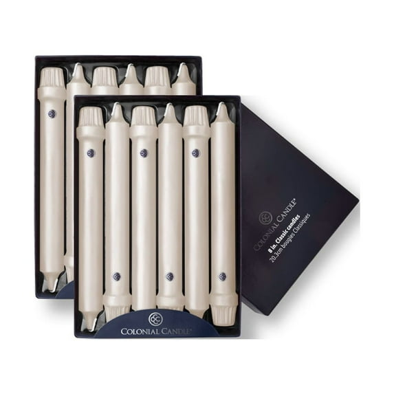 Colonial Candle Unscented 8 In Taper Candle, 12 Pieces, Wheat