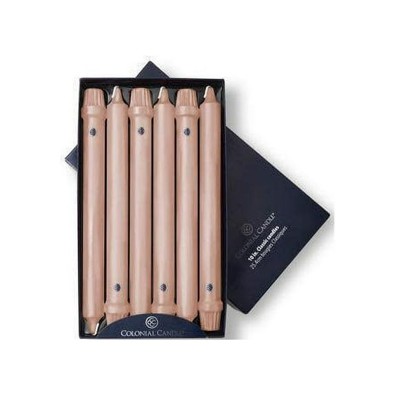 Colonial Candle Unscented Taper Candles, Almond Brown, 10 inch - Pack of 12, Dripless Taper Candle with Premium Cotton Wick and Clean Burn for Parties, Weddings, and Holiday Dinners