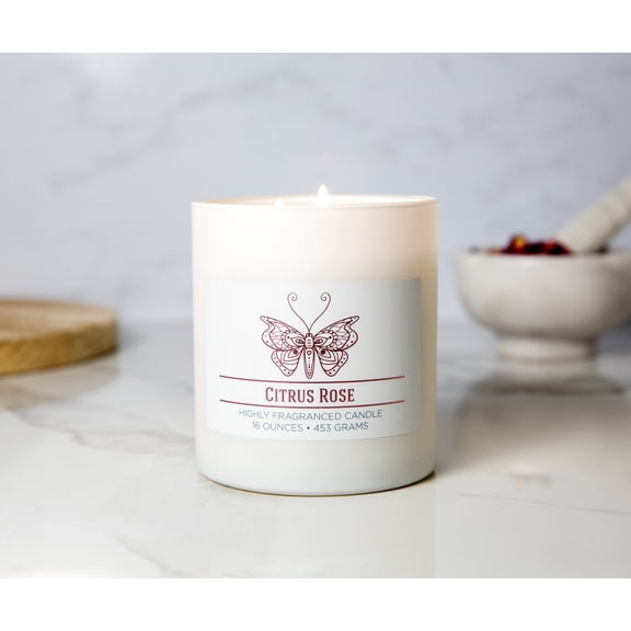 Colonial Candle Wellness Citrus Rose Scented Jar Candle, 2 Wick, 16 oz, 60 Hours Burn, Floral