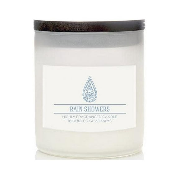 Colonial Candle Wellness Rain Showers Scented Jar Candle, 2 Wick, 16 oz, 60 Hours Burn, Water