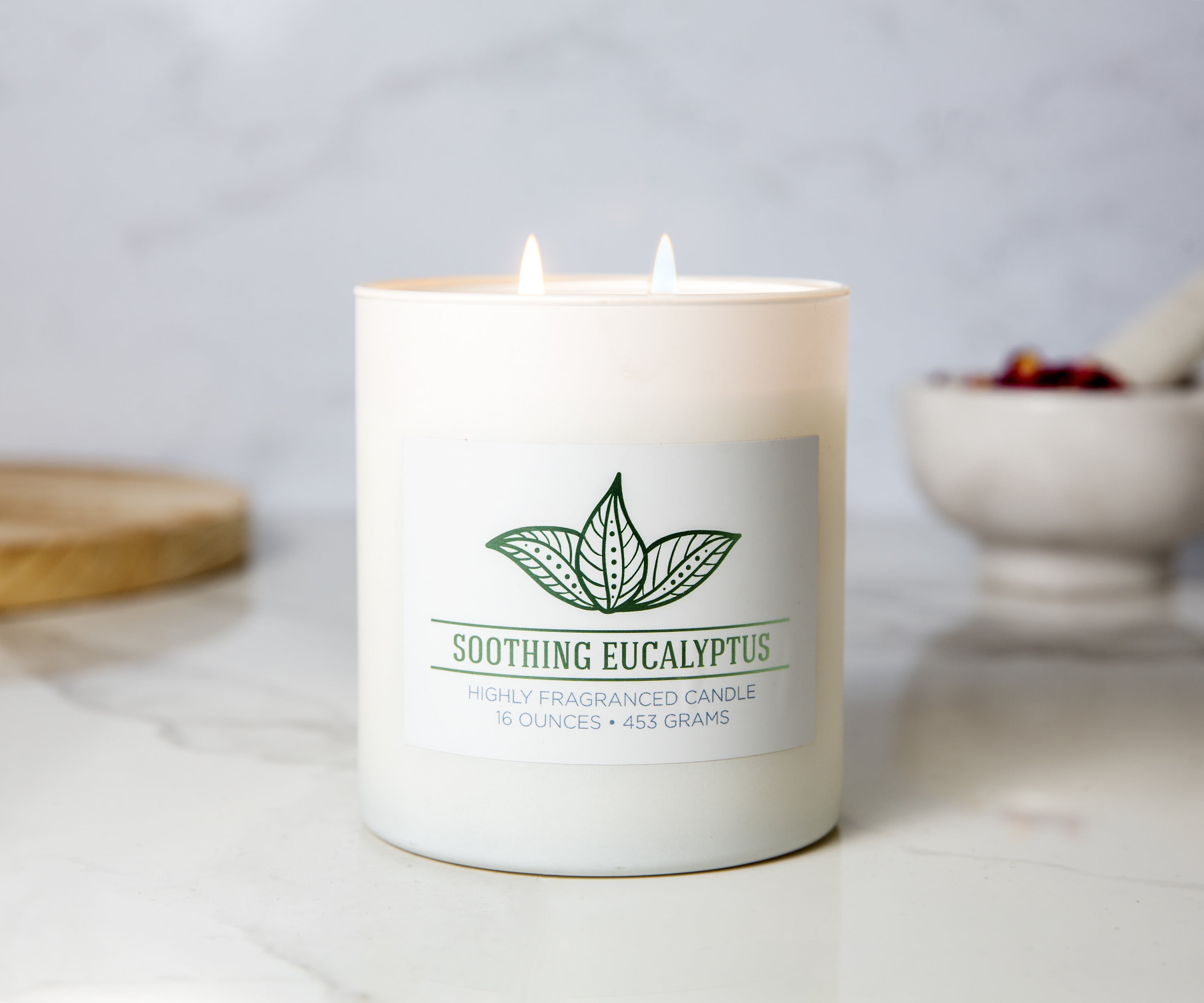 Colonial Candle Wellness Soothing Eucalyptus Candle, 2 Wick, 16 oz, 60 Hours Burn, Woody & Earthy