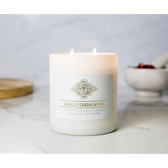 Colonial Candle Wellness Vanilla Sandalwood Scented Jar Candle, 2 Wick, 16 oz, 60 Hours Burn, Sweet