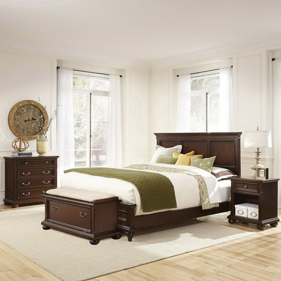 Colonial Classic Dark Cherry Bed, Night Stand, Chest, and Bench-Size:King