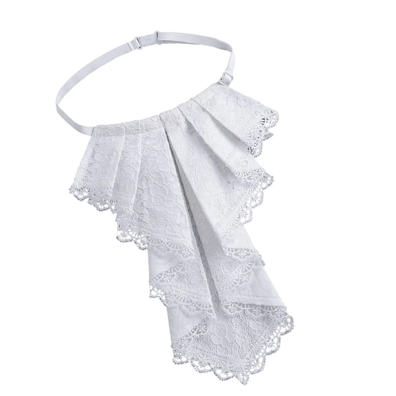 Colonial Decorative Collar Elegant Lace Drape Design Layered Jabot Faux Collar for Women Daily Wear and Cosplay Event