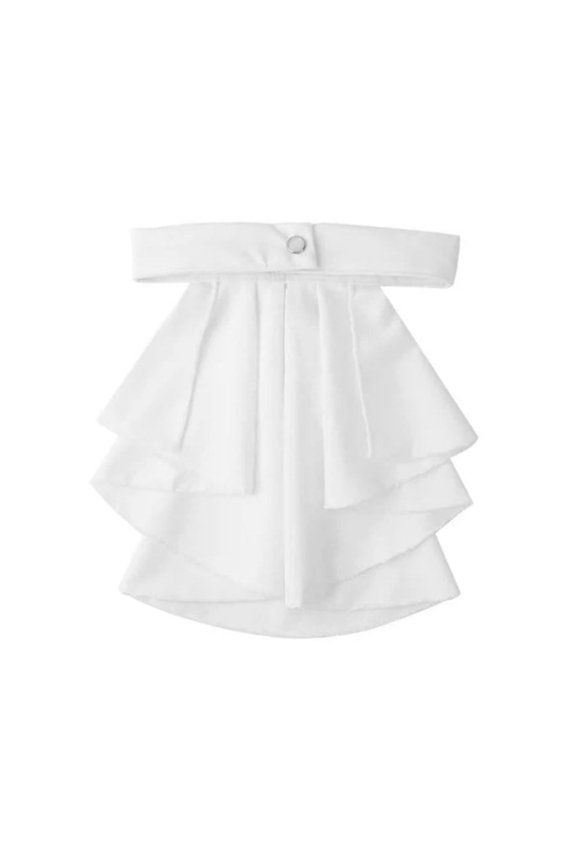 Colonial Detachable Jabot Necktie White Ruffled Faux Collar for Period Costumes