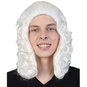 Colonial Judge Mens White Wig | Cosplay Halloween Wig | Premium Breathable Capless Cap