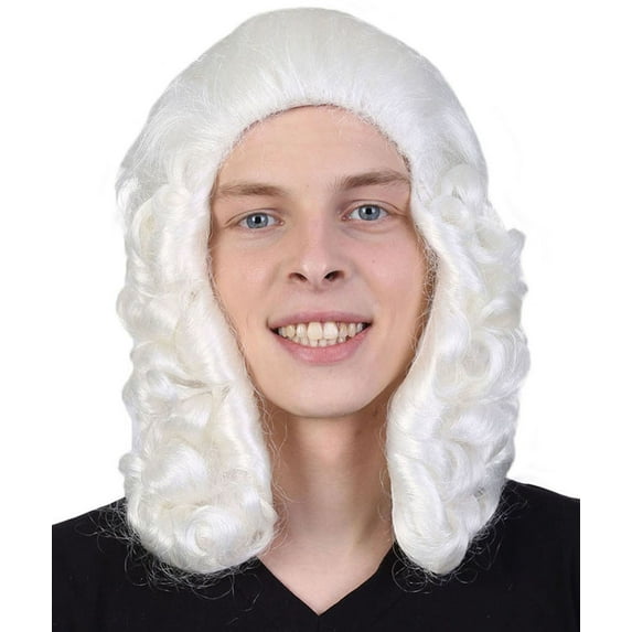 Colonial Judge Mens White Wig | Cosplay Halloween Wig | Premium Breathable Capless Cap