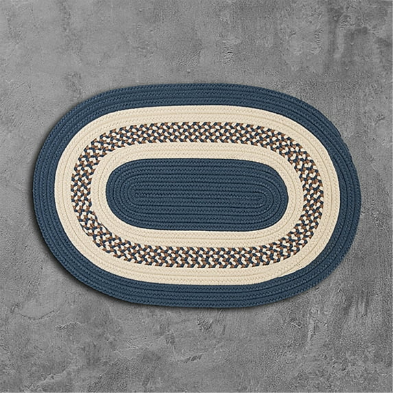 Colonial Mills 11' Blue and White Hand Braided Round Area Throw Rug