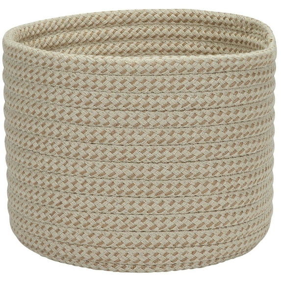 12" Pale Brown and Beige Handmade Braided Basket