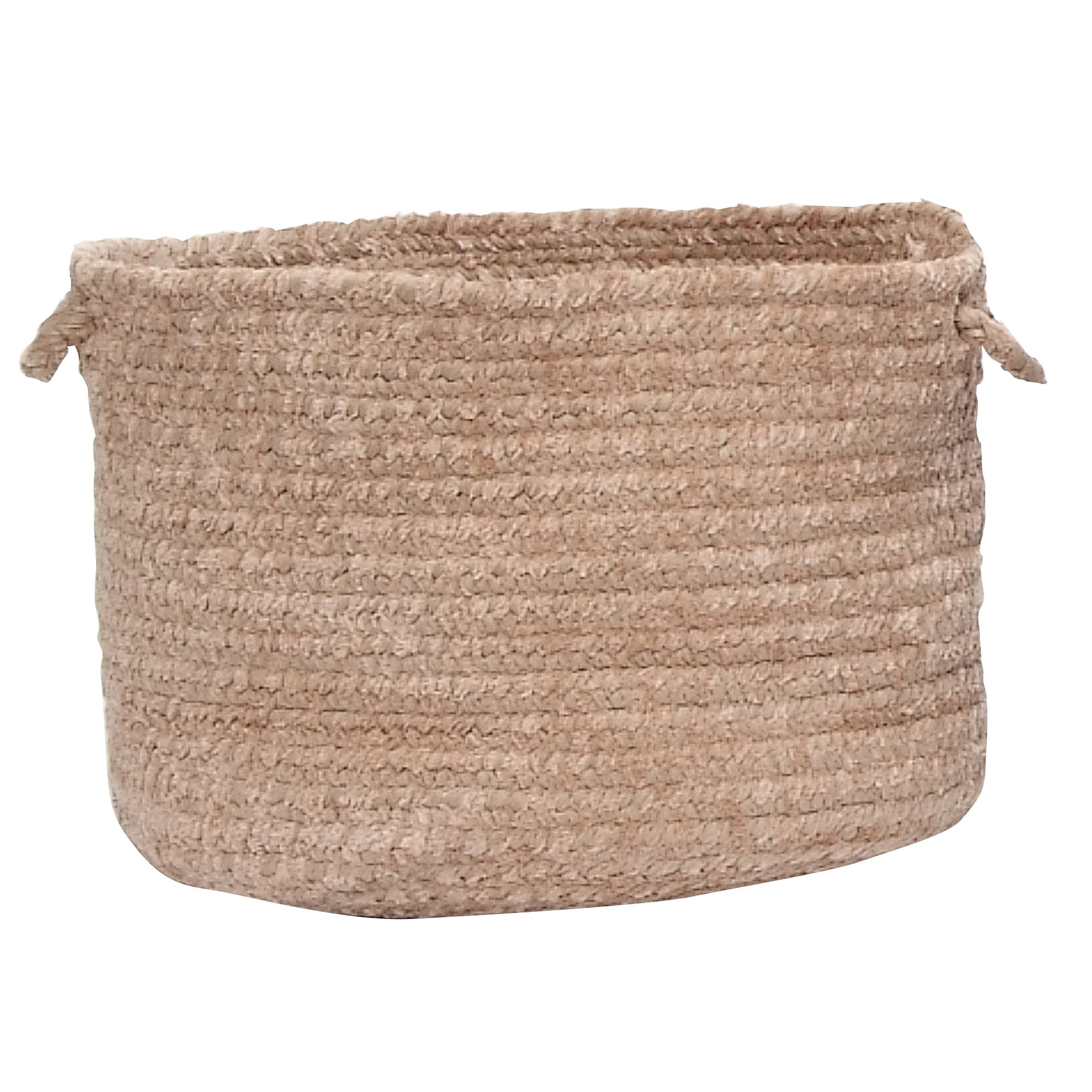 Beige Chenille Handmade Round Braided Basket, 18"