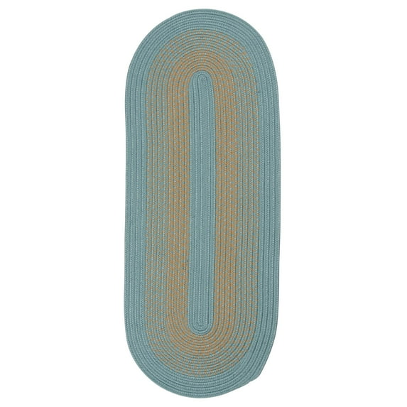 Colonial Mills 2.5' x 15' Blue and Brown All Purpose Handcrafted Reversible Oval Outdoor Area Throw