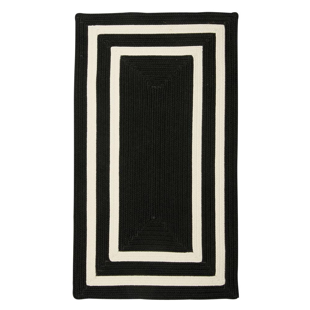 Handmade Reversible Braided Runner Rug in Black & White, 2' x 10'