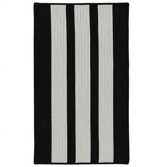 Colonial Mills 2' x 3' Black and White Rectangular Striped Braided Area Throw Rug