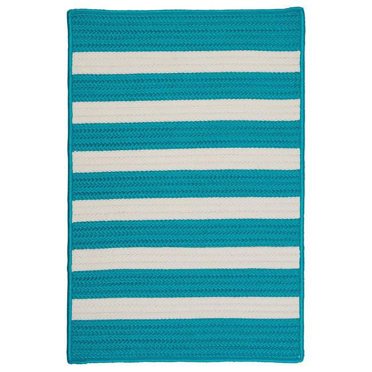 Colonial Mills 2' x 5' Turquoise Blue and White Rectangular Braided