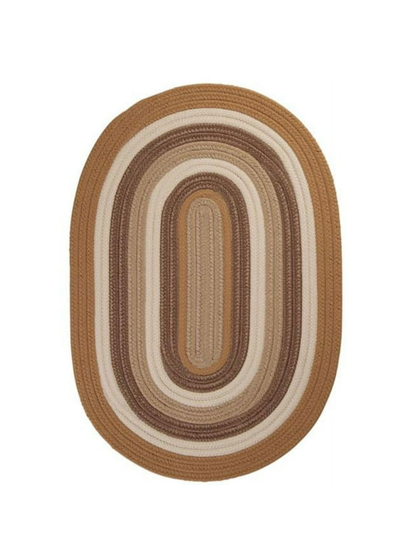 Colonial Mills 2' x 6' Brown and Beige Hand Braided Reversible Oval Runner Rug