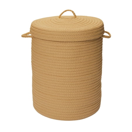 Colonial Mills 24" Gold Handmade Braided Hamper With Lid